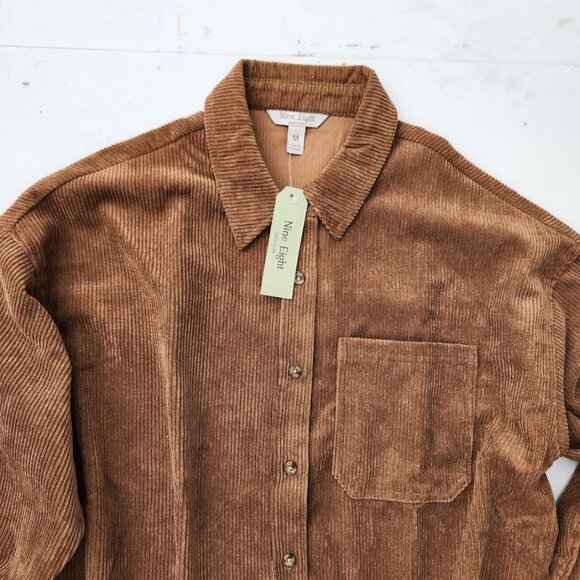 NEW Size Large Women’s Corduroy Shacket Jacket Shirt Button up Down L Amber Brow - Picture 4 of 14